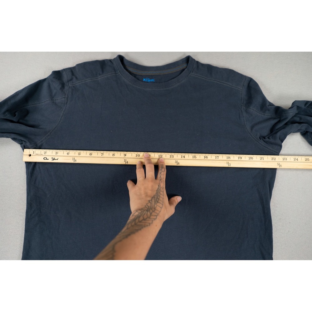KUHL Mens Shirt Wildfibre Long Sleeve Organic Cotton Navy Blue Size L Hiking image 7